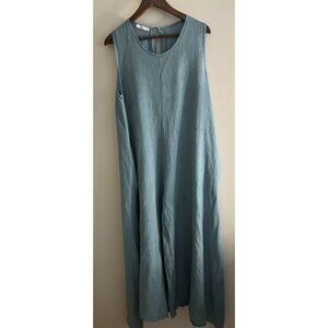 Maen 100% Linen Apron Romper Overall Pants Hankerchief Lagenlook Large pockets